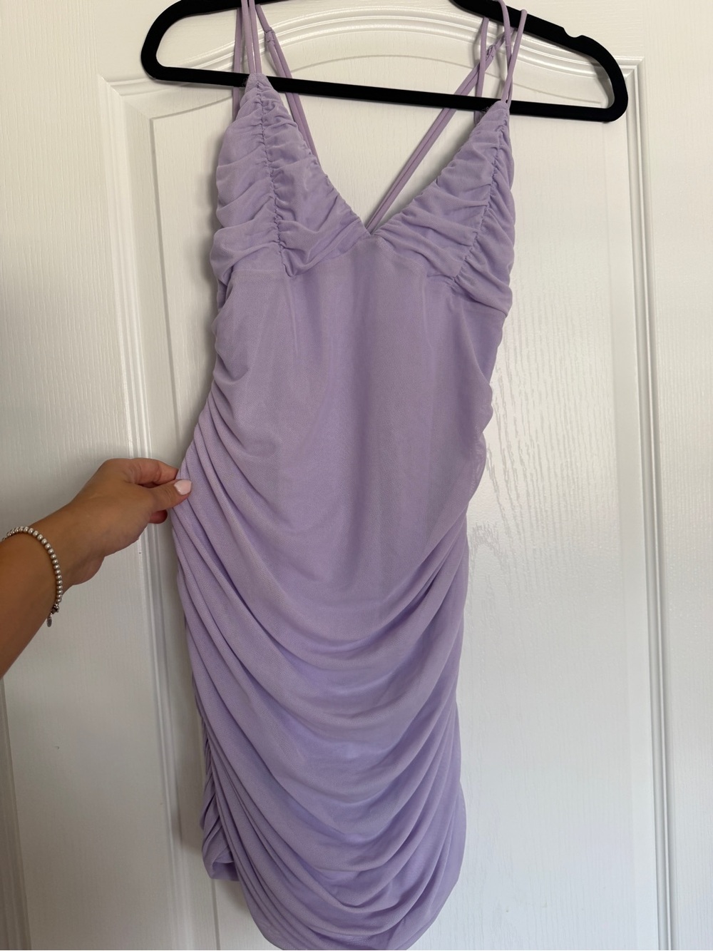 Fashion Nova Lavender Ruched Slip Mini Dress